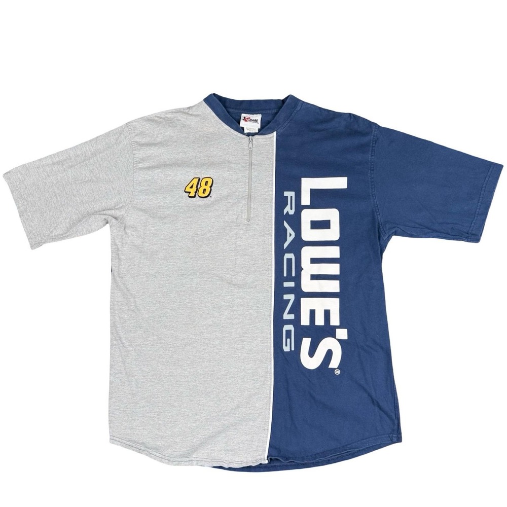 Jimmie Johnson 48 Lowes Racing Shirt Mens XL 1/4 Zip NASCAR Blue Gray